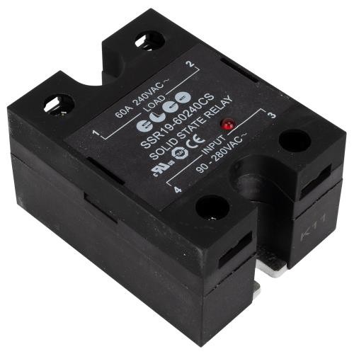 1 PC El.Co SSR19-60240CS, SSR, 60A SPST, OUT: 48-280VAC, SCR, IN: 90-280VAC - Picture 1 of 1