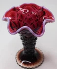 Fenton Plum Opalescent Ruffled Edge Vase Signed by Nancy Fenton # S 5564 PO