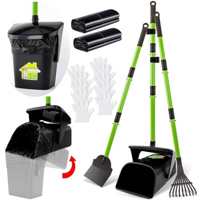 Pooper Scooper - 38'' Long Adjustable Metal Handle Dog Pooper Scooper Swivel B...