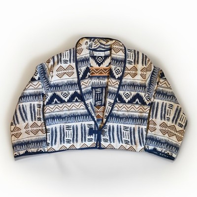 Flashback Blazer Jacket Womens Medium Brown Aztec Western Crop Tapestry Vintage