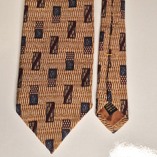 XMI Signature Silk Tie Mens Geometric Pattern Handmade Made in USA Import Italy