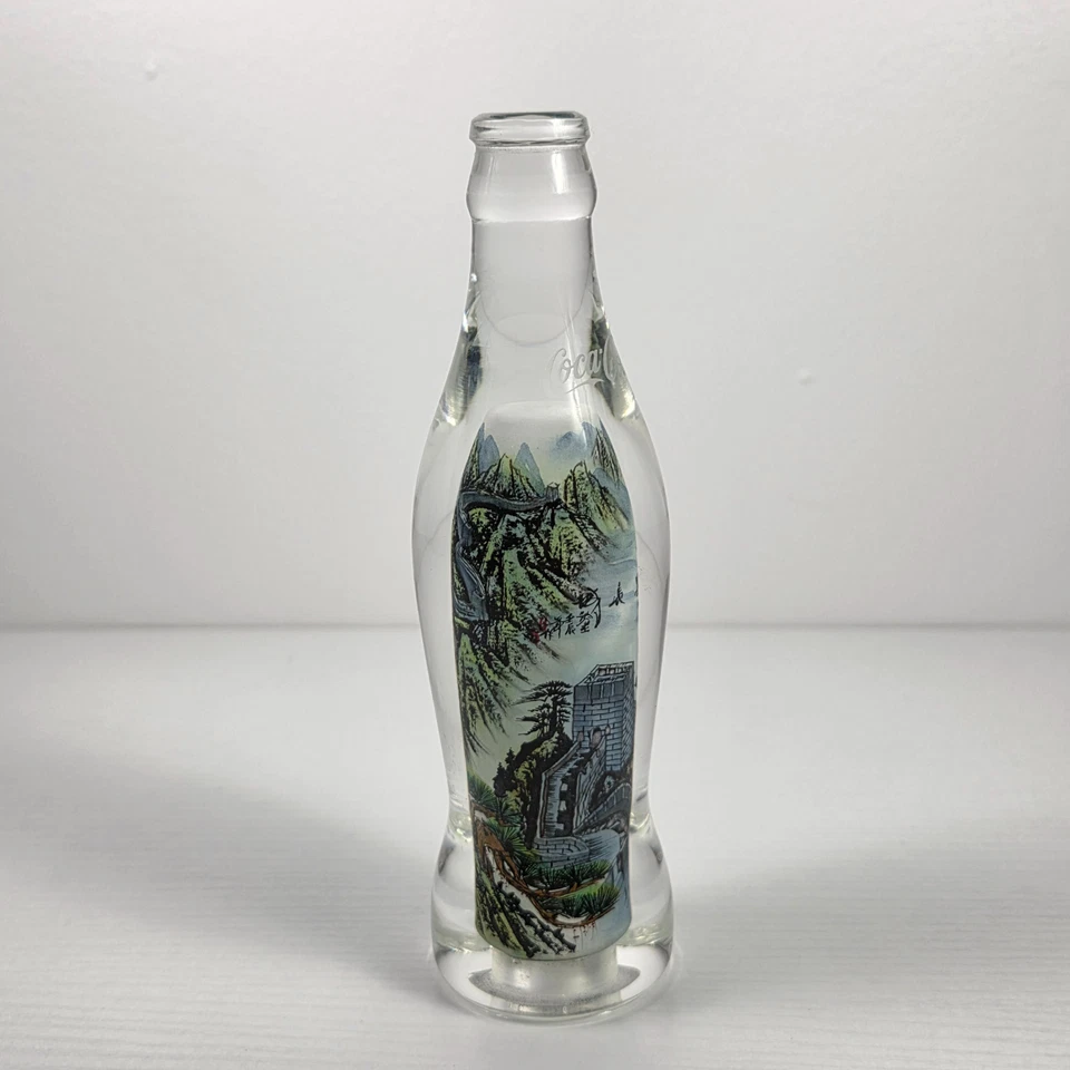 Coca-Cola Bottle Chinese Inside Reverse Painted Crystal Great Wall of China #936 - Image 4 of 4