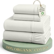 Full Size Cotton Sheets 100 Organic Cotton GOTS Certified Percale Weave Deep...