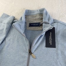 Vineyard Vines Performance Quarter Zip S Herringbone Elevated Knit Blue Golf NWT