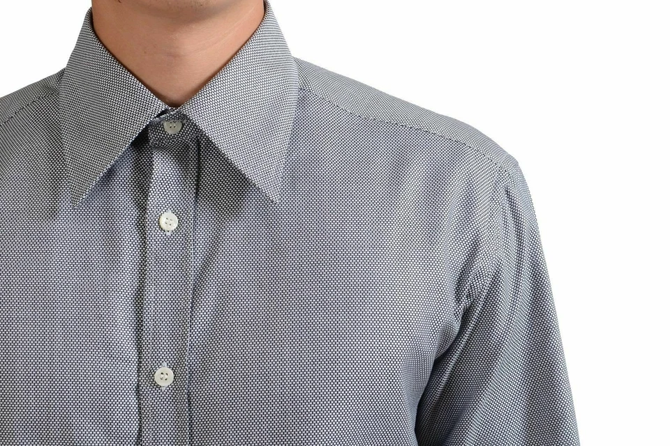 Camisa de vestir manga larga con estampado geométrico "City" de Versace Collection para hombre Foto 3 de 4