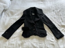 Didier Parakian Black Wool Silk Fitted Blazer Jacket UK Size 10 Quirky Arty 