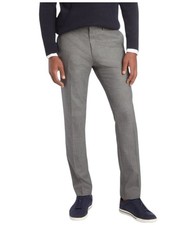 Kenneth Cole Mens Slim fit Dress Pants 33 / 30 Grey Solid Stretch