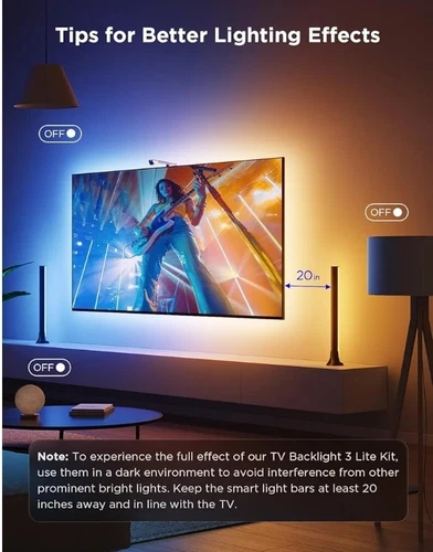 Govee TV Backlight 3 Lite Kit, RGBICW Wi-Fi TV LED Strip Lights for 55"- 65" TVs - Picture 10 of 11