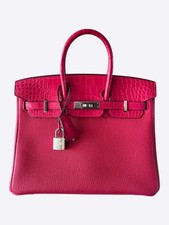 Hermes Pink Frambois Togo & Crocodile Touch Birkin 25