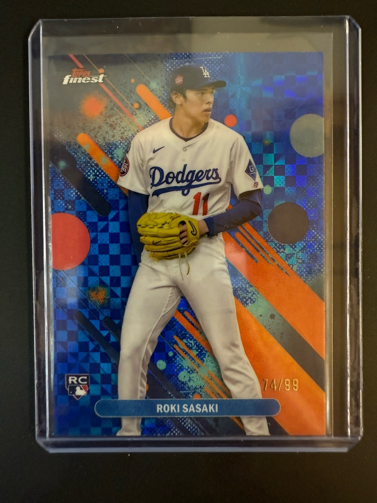 2025 Topps Finest - Common Roki Sasaki #40 Blue Checkerboard Refractor /99 (RC)