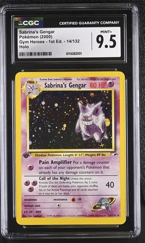 2000 Pokemon Gym Heroes Sabrina’s Gengar Holo 1st Edition NM++ W/ Swirl! CGC 9.5