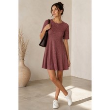 Ganni Winter Jersey Dress Women S Marl Cotton Short Sleeve Mini Fit Flare