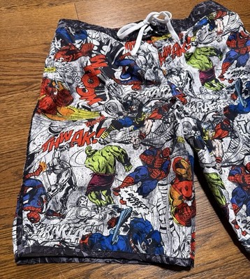 Marvel Hero s Men's Swim Trunks Board Shorts Mesh Lined All-Over Print Size M