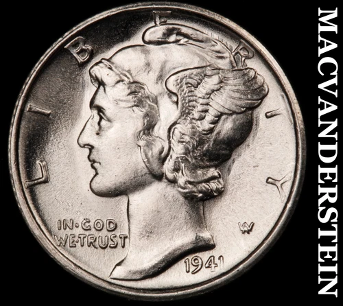 1941-S Mercury Dime-Super Choice Gem Brilliant Unc ++++ No Reserve #i1134