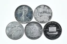 Lot 5 VINTAGE 1 Oz Silver Bars/Rounds Art Bars Collection Poured .999 *485