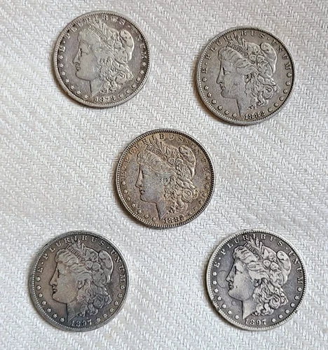 1878-1904 Morgan Silver Dollar Lot 5 Coins XF+ Pre-1921 - These exact coins (C)