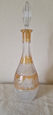 BOHEMIAN STYLE CLEAR & AMBER CRYSTAL DEKANTER 1100ml