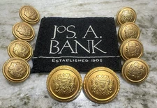 Jos A Bank Gold Replacement Buttons Set of 10 Front 2 Sleeve 8 Solid Metal Shank