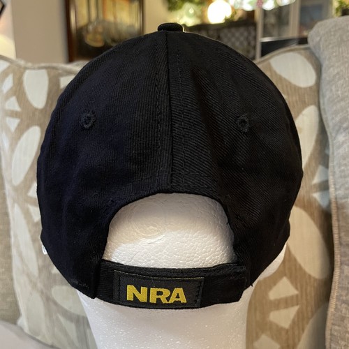 NRA Hat Cap Strap Back Black Yellow Embroidered Mens American Flag Cotton OSFM - Picture 3 of 9