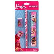 Barbie 4PCS Stationery Set – Pencil, Ruler, Eraser, Sharpener – Official Gift fo