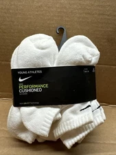 NWT NIKE Cushioned Kids 10C-3Y No-Show Toddler Socks; 6 Pair; White