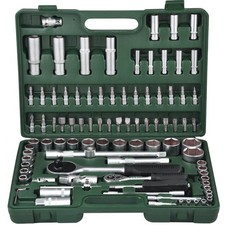 94PC 1/2" & 1/4" SOCKET SET & SCREWDRIVER BITS TOOL TORX IN CASE RATCHET KIT NEW