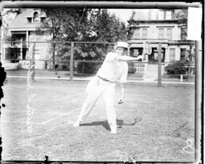 Tennis Player Walter S Hubbard Following Through After Swinging A - Old Photo