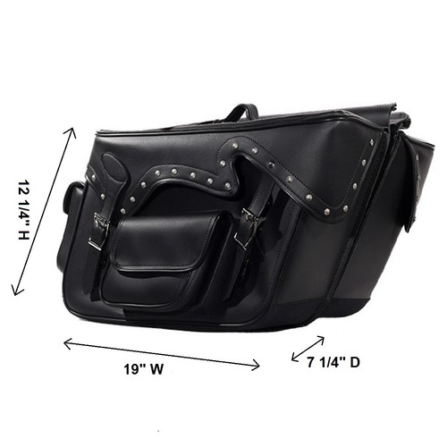 19" W LARGE WATERPROOF ZIP-OFF STUDDED SADDLEBAGS FOR HARLEY - DD20 - 第 2/6 張圖片