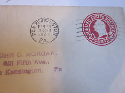 ハガキ中止です。 US 1924 COVER NEW KENSINGTON PENNSYLVANIA CANCEL STAMP #U433 | eBay