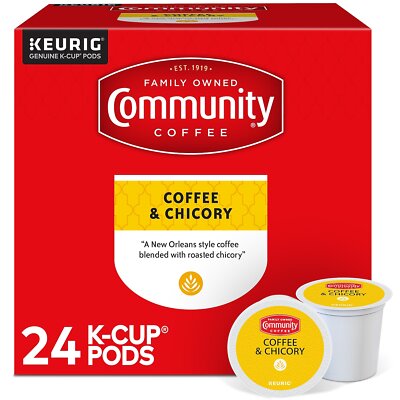Community Coffee Chicory Coffee Keurig K-Cup Pods Medium Dark Roast 24/Box