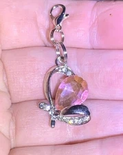 Silver Butterfly 🦋 Crystal Clear CZ Charm Zipper Pull & Keychain Add On Clip!!