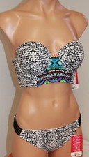 New Hula Honey Swimsuit Bikini 2 piece set Sz L Push Up U-wire Straps