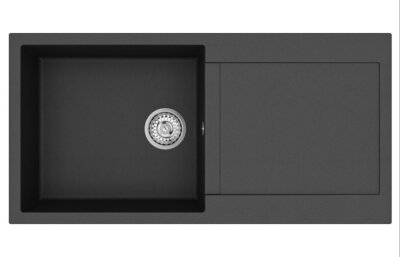 Einbau Granitspüle GURARI SQT103, 1000x500 mm, Black Metallic Design