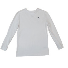 Tommy Bahama T Shirt Youth Boys XL 14 White Long Sleeve Chest Pocket Logo