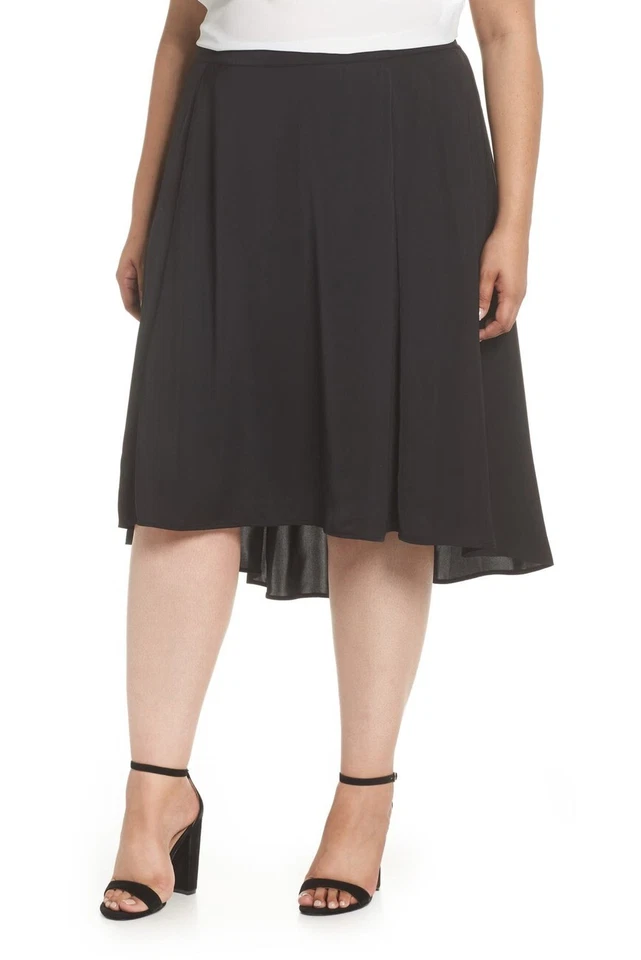 Sejour Hi-Lo плиссированные Flounce Midi юбка плюс размер 2 X черный новый с Ярлыками $89 - Изображение 2 из 4