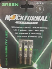 Nockturnal Lighted Arrow Nock S-Series - Green (Pack of 3)
