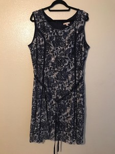 Dress Barn Db Established 1962 Blue Embroidered Lace Overlay Dress