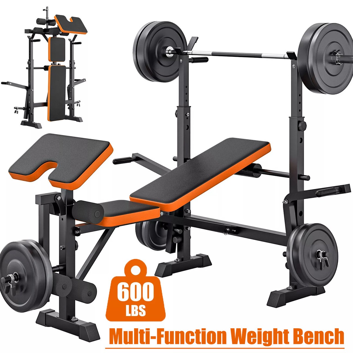 Multi-Function Weight Bench Adjustable Bench Press Set Olympic
