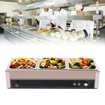 3 Pan Electric Food Warmer Steam Table Buffet Bain Marie Countertop Commercial