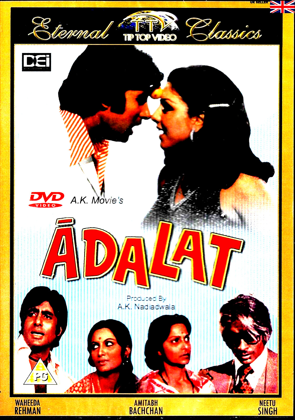 ADALAT - AMITABH BACHCHAN, WAHEEDA REHMAN - RARE DEI BOLLYWOOD DVD -ENGLISH SUBS