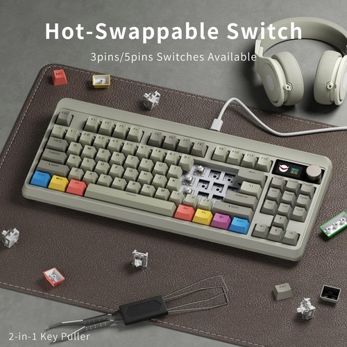 XVX Wired 75% Retro Gaming Keyboard with 2 HUB Ports, M87 Pro Mechanical Keyb... - Picture 2 of 7