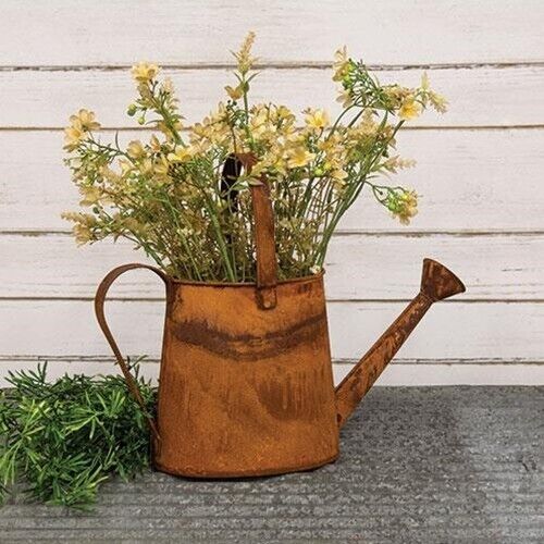 Primitive rostige Rostbewässerungsdose Zinnpflanzgefäß Vase Korb Distressed Bauernhaus - Bild 2 von 2