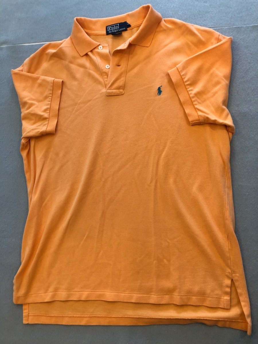 【関税込み】POLO RALPH LAUREN VTG 5 PKT-FULL LENGTH-STRAIGHT Polo Ralph Lauren Polo Shirt Men's Large Light Orange