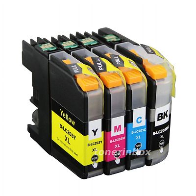 4pk LC203 LC-203XL Ink Set For  LC201 MFC-J460DW MFC-J480DW MFC-J485DW