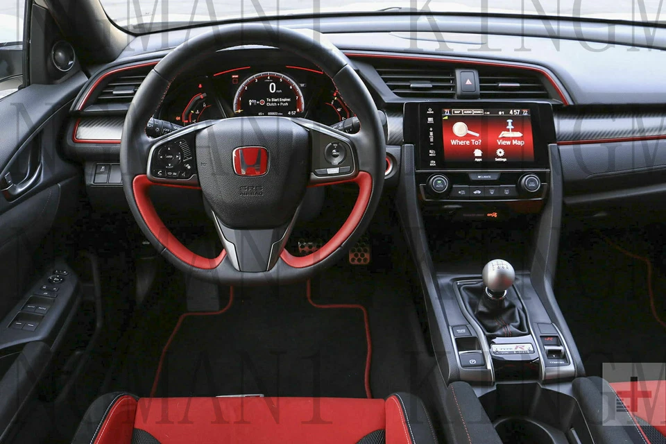 50*40 Fit For 2006-21 Honda Civic Accord Racing Badge Red Steering Wheel Emblem - Изображение 2 из 4