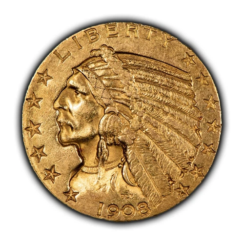 1908 G$5 Indian Head Gold Half Eagle - Luster - XF - SKU-G3676