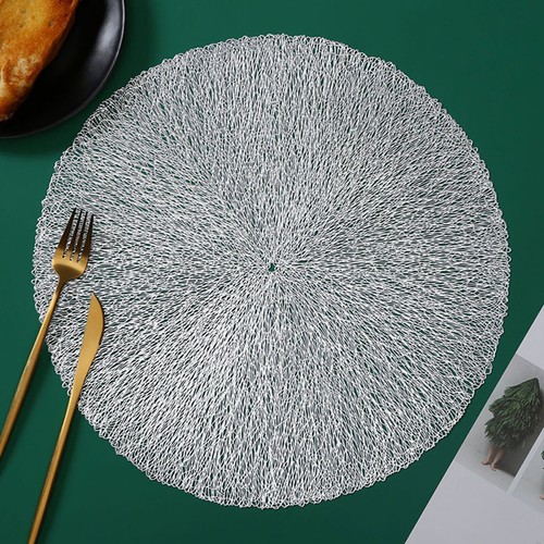 Set of 4 PVC Placemats Round Table Place Mat Dining Kitchen Home Decor Metallic - Picture 19 of 29