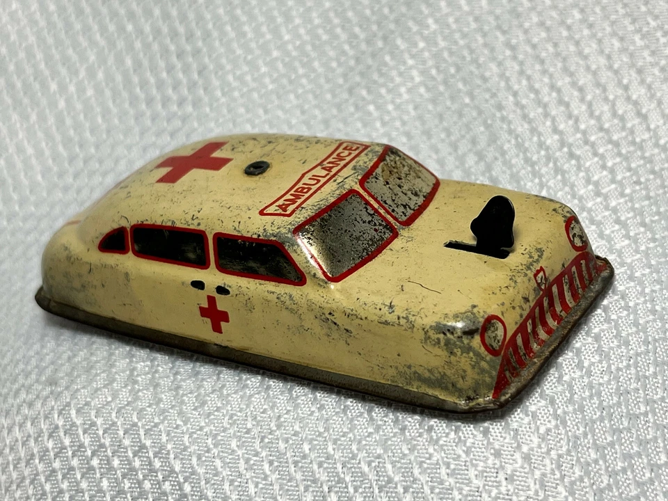 ARGO Vtg Ambulance Tin Litho Vehicle Car Toy Bell Ringer Noise Maker - Image 2 of 4