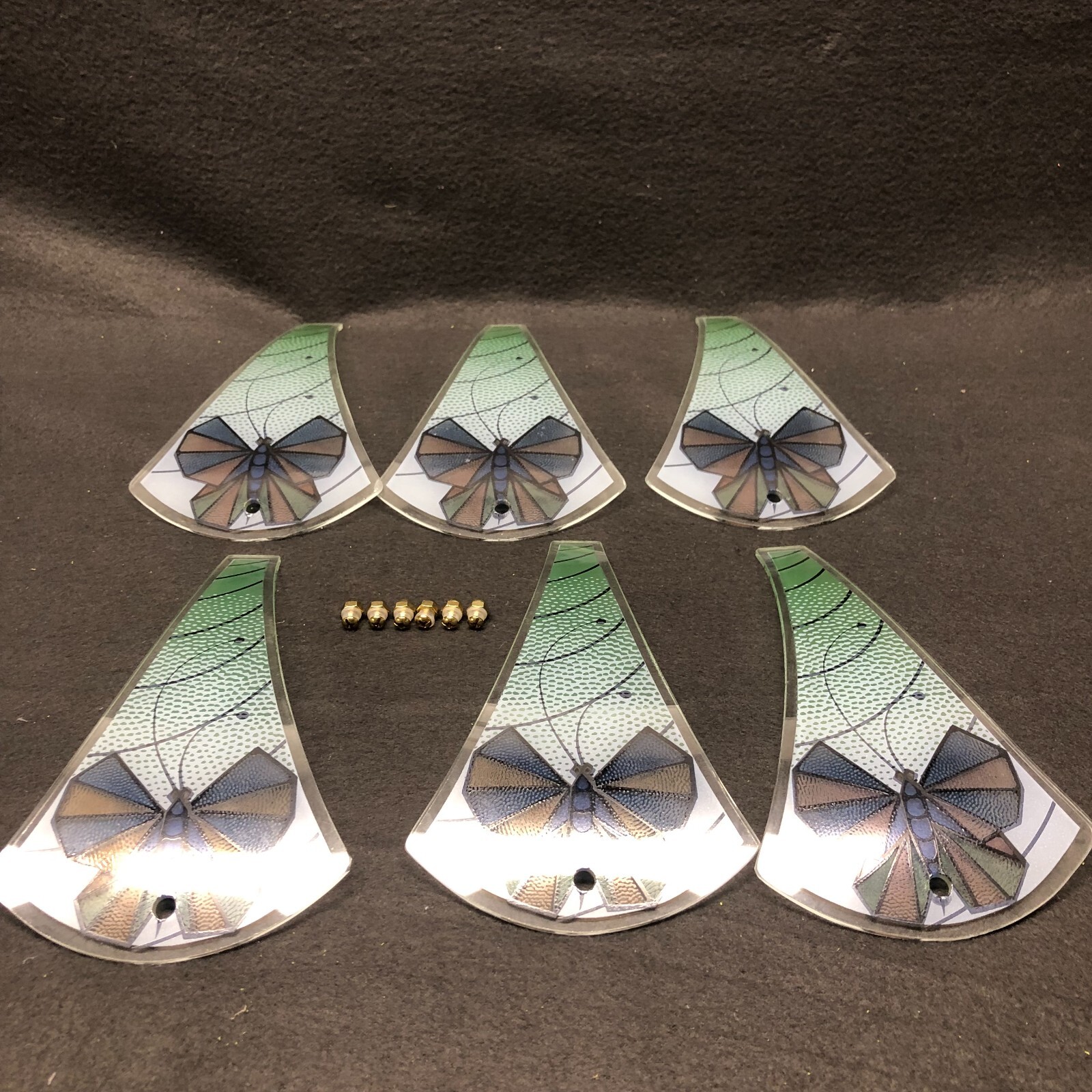 Vintage Stained Glass Lamp Shade Parts Painted Table Decor Art