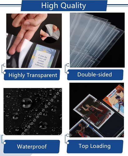 900 Pockets Card Sleeves Binder Sheets, Top Loading Trading Card Pages Sleeves, - Picture 3 of 12